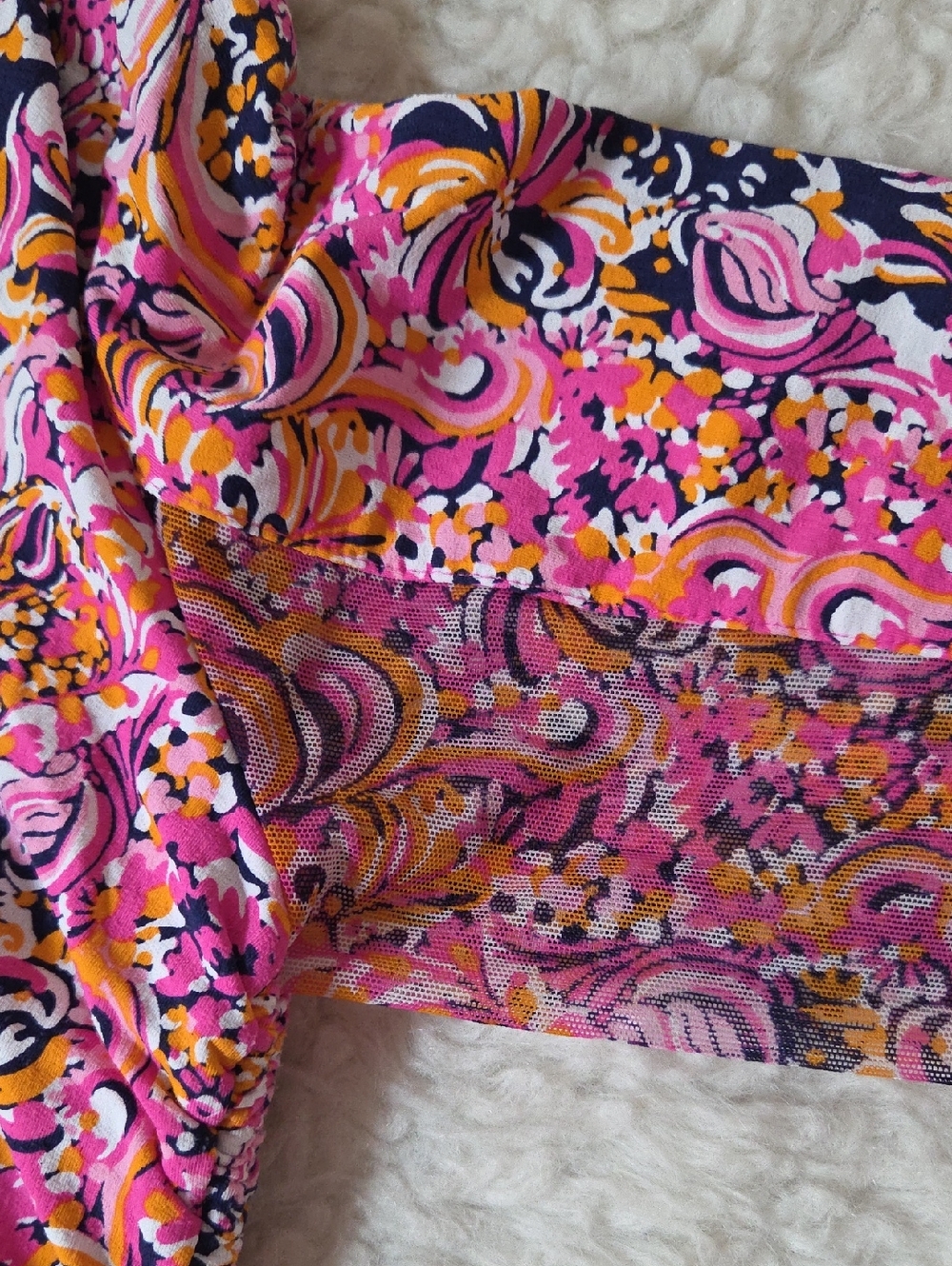 IBKUL Pink Orange Multi Print Long Sleeve Zip Top and skirt - Picture 9 of 16